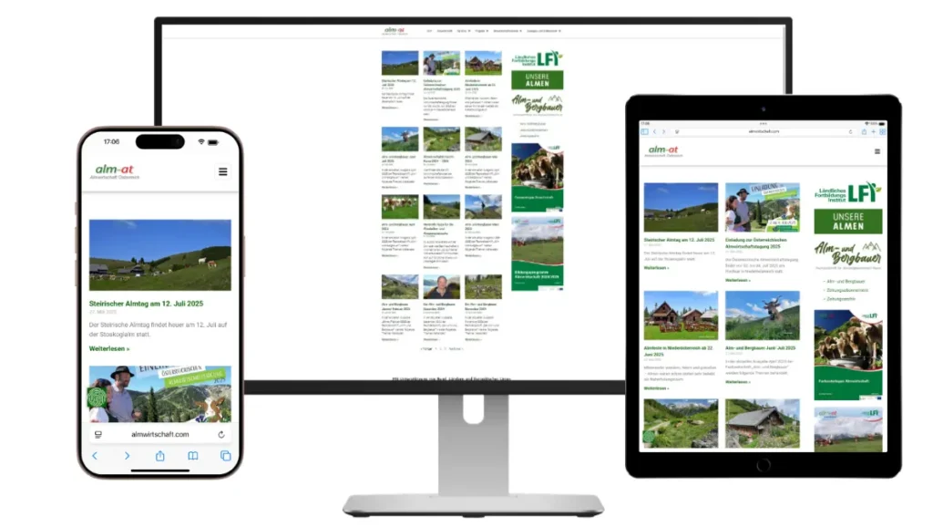 Screenshot der Website der Almwirtschaft Österreich