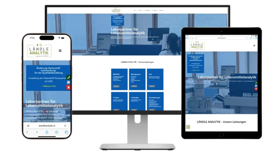 Screenshot der Website von Ländle Analytik